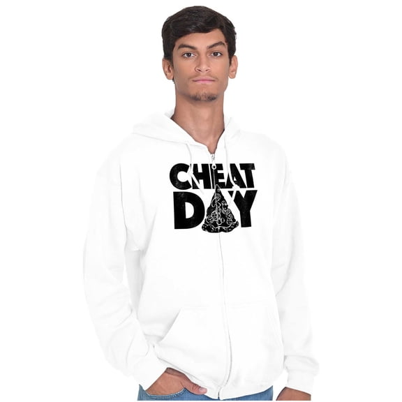 Cheat Day Pizza Fitness Food Craving Zip Up Hoodie Men's Women's Brisco Brands L