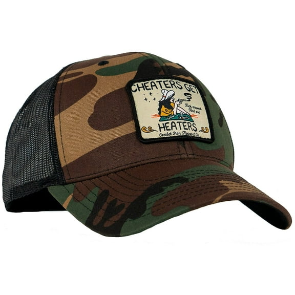 Cheaters Get Heaters Western Cowboy Patch Snapback Bdu Camo / Black
