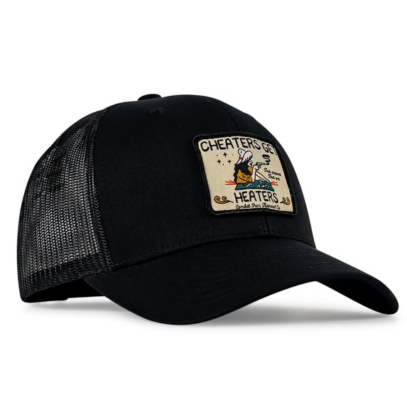 Cheaters Get Heaters Western Cowboy Patch Snapback Black / Black