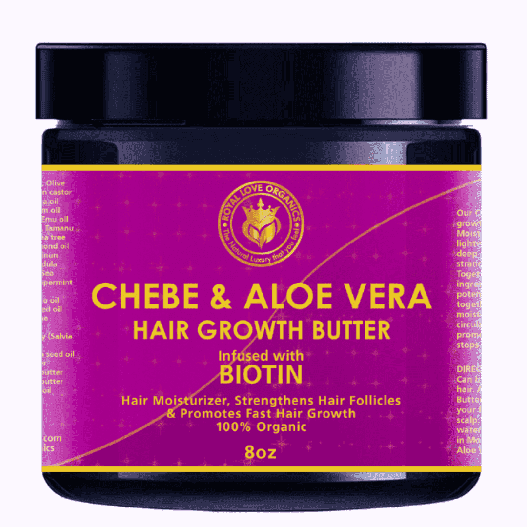 Chebe & Aloe Vera Hair Growth Butter Infused with Biotin, For Hair Loss, Thinning & Balding, Moisture, Hair Thickness, Itch Scalp treatment, Conditioner, Softens Hair, Fights dryness and Breakage.