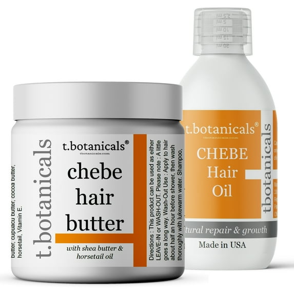 Chebe Butter and Chebe Oil Set for Hair Growth, Moisturizing Thickening with Cupuacu Butter and Chebe Powder