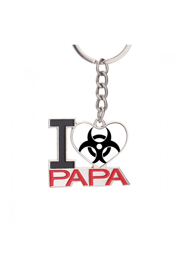 Checal Toxic Radiation Harmful Pattern Keychain Metal Keyring Holder Love PAPA Father