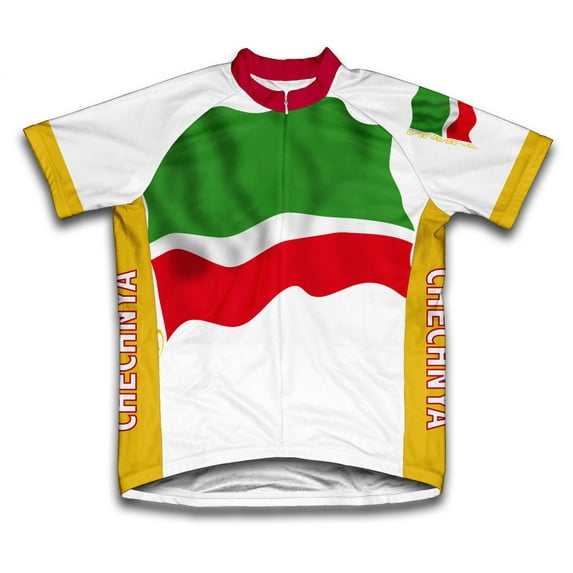 Chechnya Flag Short Sleeve Cycling Jersey for Men - Size 3XL