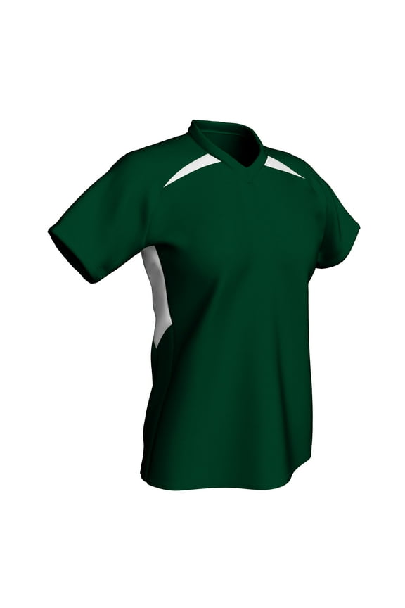 Check Baseball/Softball Jersey, Women's Medium, Forest Green with White Highlights