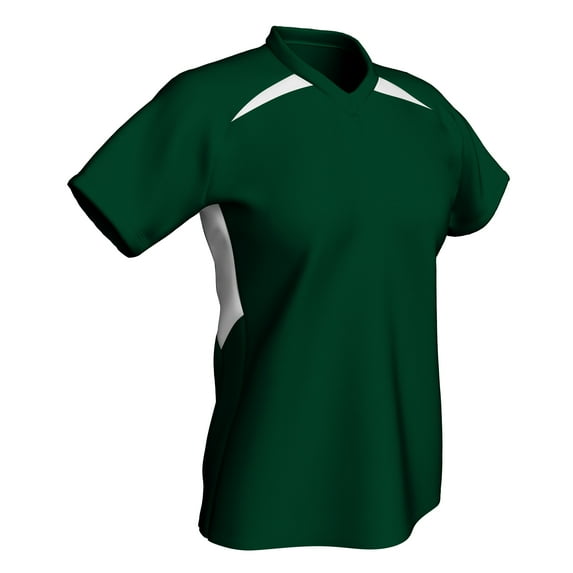 Check Baseball/Softball Jersey, Women's Small, Forest Green with White Highlights