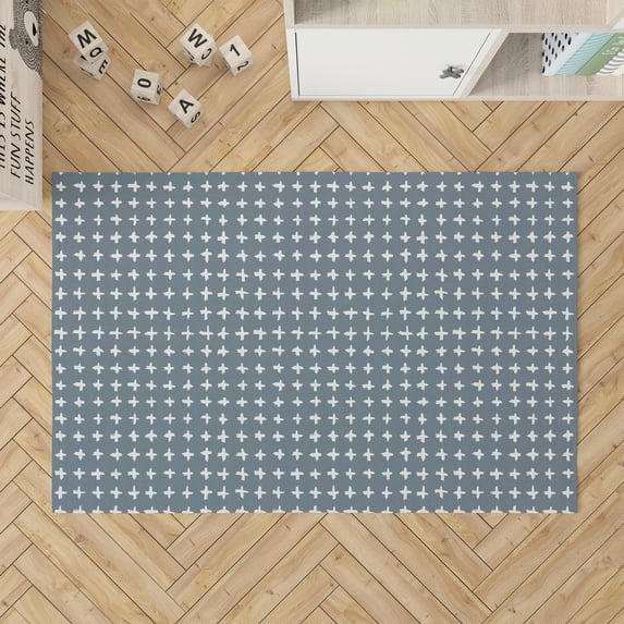Check Blue Kids Play Mat