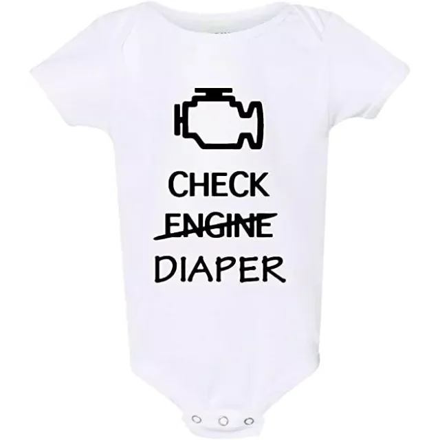 Check Diaper Funny Check Engine Car Baby Bodysuit Breastfeeding Baby ...