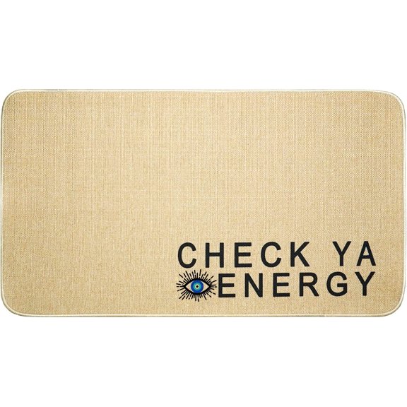Check Your Energy Decorative Welcome Doormat Evil Eye Funny Door Mat Non-Slip Low-Profile Durable Rug for Indoor Outdoor Switch Floor Mat for Entryway Front Porch Decor 30" x 17"