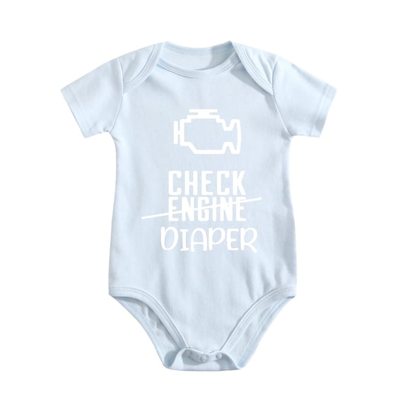 Check Engine Diaper Baby Bodysuit Infant Cotton Romper Newborn Baby Blue-style 3-6M