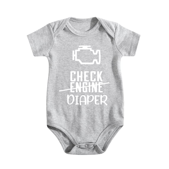 Check Engine Diaper Baby Bodysuit Infant Cotton Romper Newborn Light Gray-style 6-9M