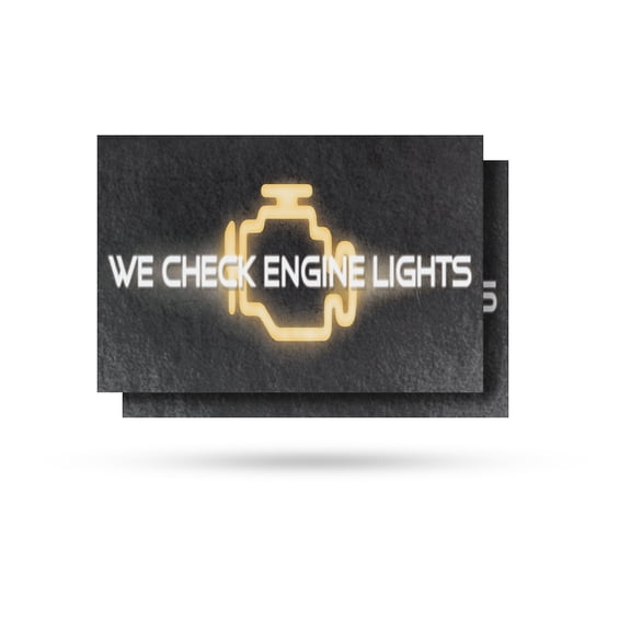 We Check Engine Lights Vinyl Decal 2 Pack of 24 Inch x 36 Inch Weatherproof Heavy-Duty Adhesive Backing | Auto Diagnostics, Reliable Services, Affordable Repairs | Made in USA