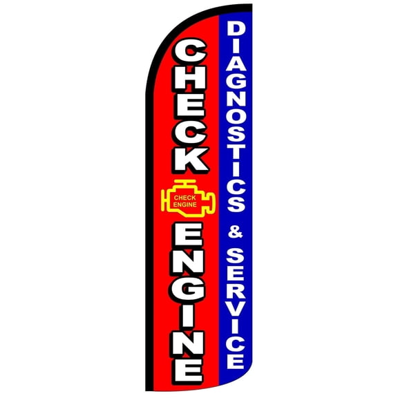 Check Engine Windless Flag Without Pole Advertisement /Business Flags | Feather Flag |