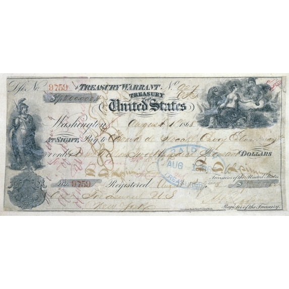 Check For The Purchase Of Alaska. Cancelled Check In The Amount Of 7.2 Million History (24 x 18)