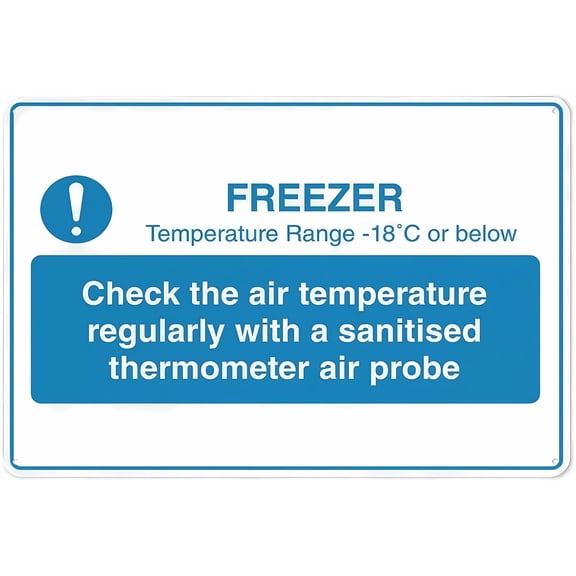 Check Freezer Temperature Metal Sign 8"x12" - Aluminum Sign Pre-Drilled Holes Easy Mounting, Indoor Outdoor Use for Fence Door Gate