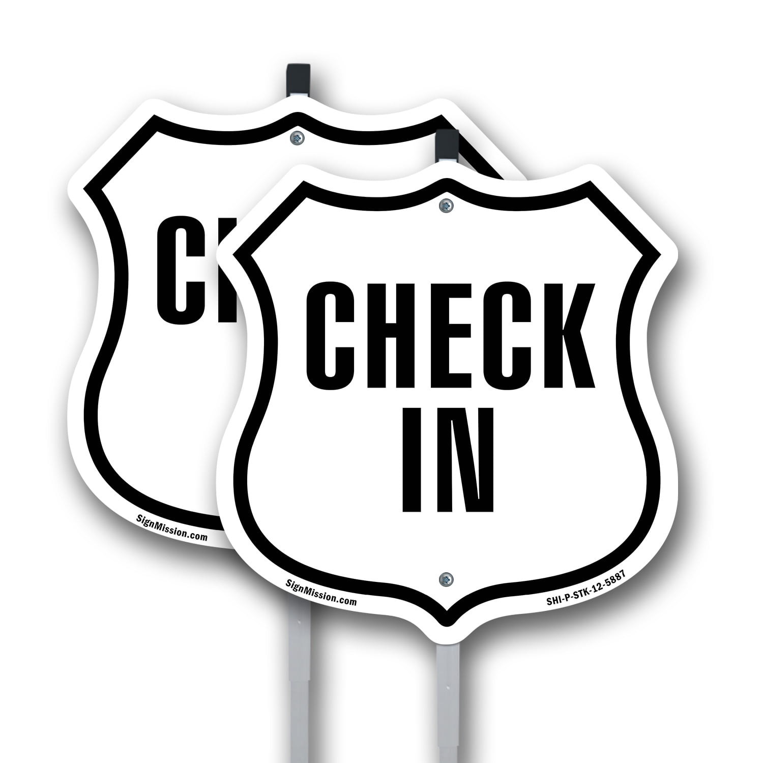 Check-In (2 Pack) 12 inch X 12 inch Shield Shaped Rust-Free Aluminum ...