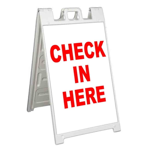Check In Here (24" X 36") Standard A-Frame Signicade, Includes Decal Applied To Stand