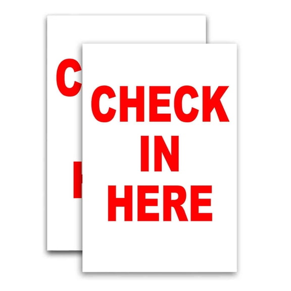 Check In Here (24" X 36") Vinyl Decal Only (Pack of 2) |Sign|Sticker|Poster