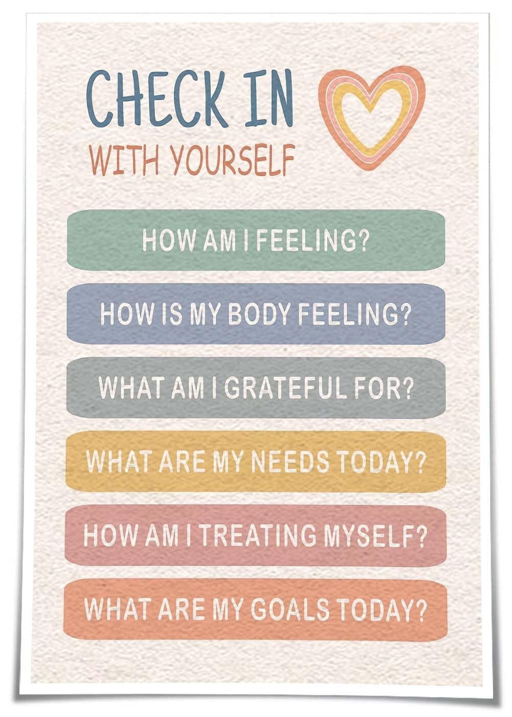 Check In with Yourself Wall Art Positive Mental Health Poster Therapy ...