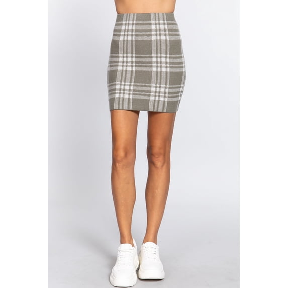 Check Jacquard Sweater Mini Skirt