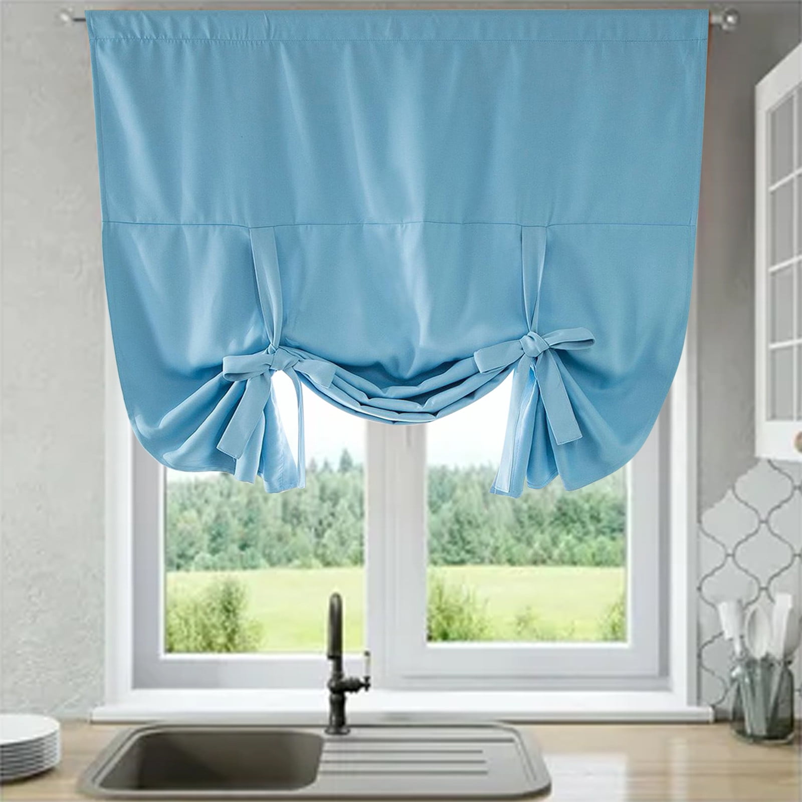 Check Lace Up Curtains for Windows 46 X 63 Inch Rod Pocket Translucent Filter Curtains for Kitchen Bedroom Living Room Doors and Windows Farmhouse 1 Panel Small Curtain Shower Curtain Liner And