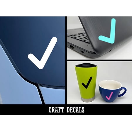 Check Mark Symbol Craft Vinyl Indoor Outdoor Decal Sticker - White - 3 Inch (Longest Side)