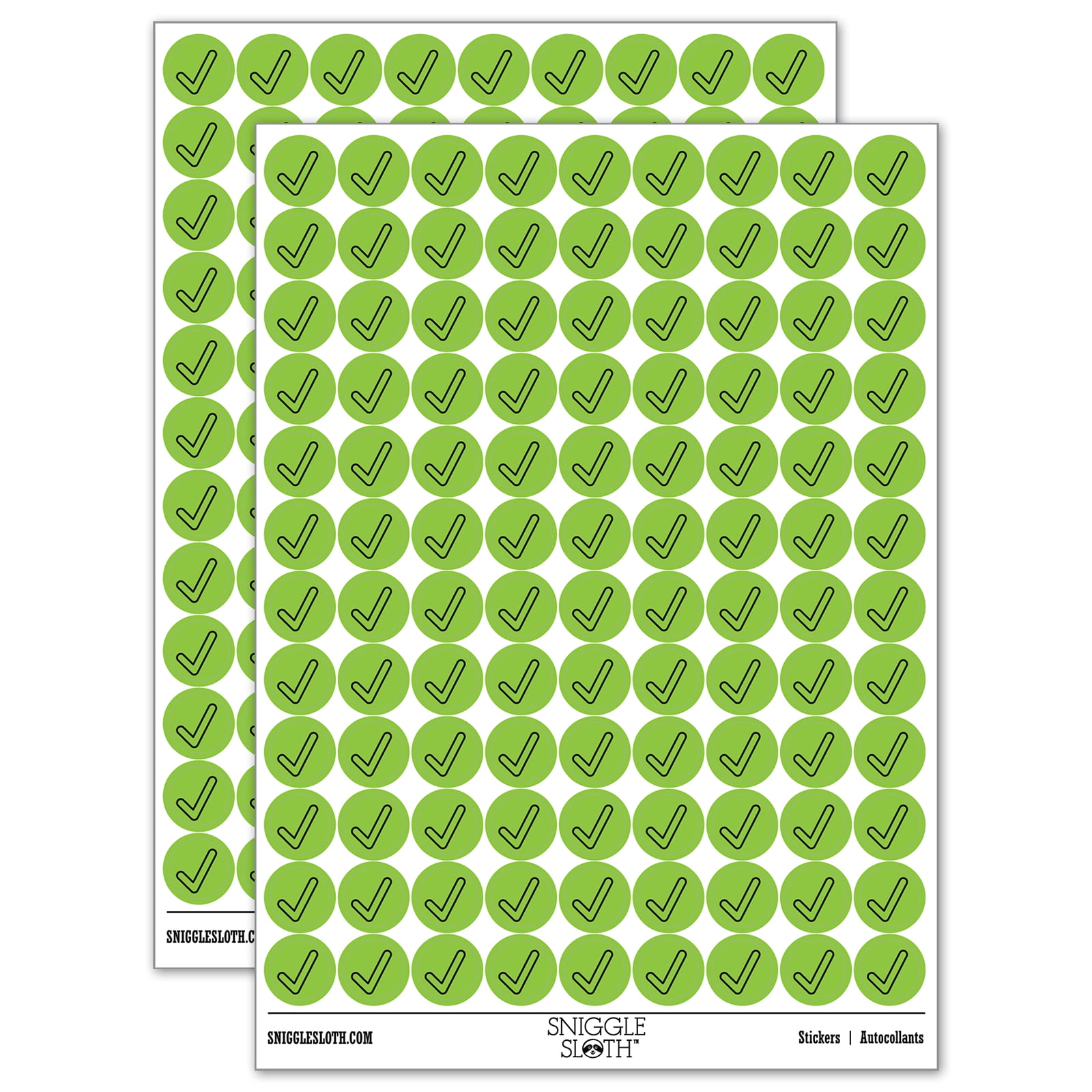 Check Mark Symbol Outline 200+ Round Stickers - Light Green - Matte ...