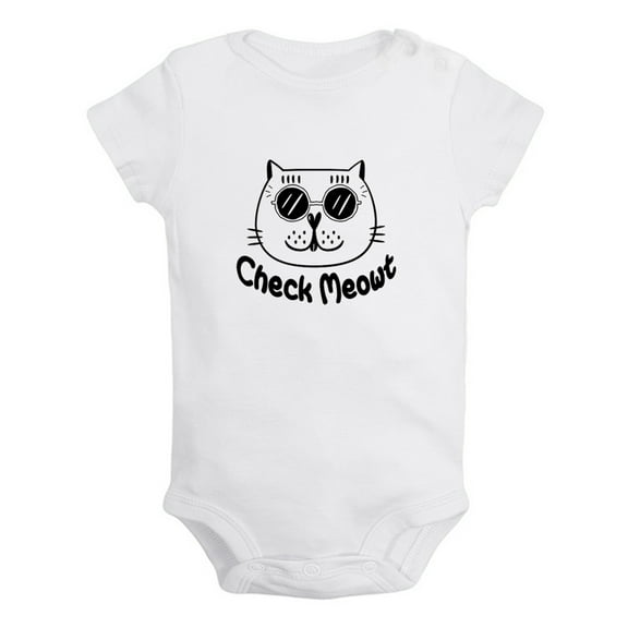 Check Meowt Funny Rompers For Babies, Newborn Baby Unisex Bodysuits, Infant Jumpsuits, Toddler 0-12 Months Kids One-Piece Oufits (White, 6-12 Months)