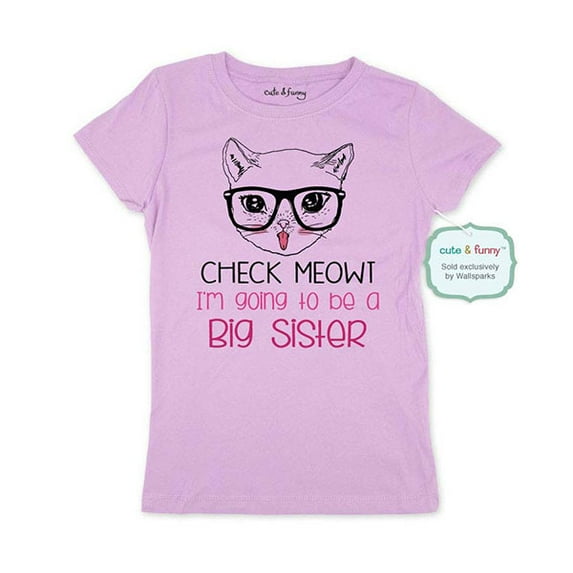 Check Meowt I'm going to be a Big Sister - wallsparks Brand - Youth Young Girls Juniors Slim Fit Soft Tee Shirt - Fun Trendy Tee