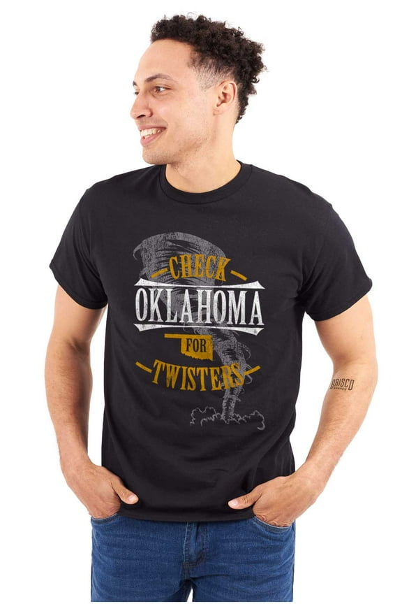 Check Oklahoma For Twisters Funny Men's Graphic T Shirt Tees Brisco Brands L