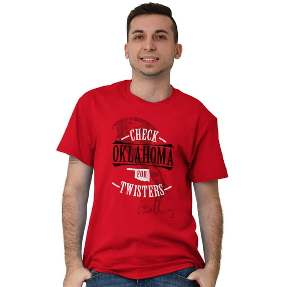 Check Oklahoma For Twisters Funny Plus Size Crewneck Graphic Tee Shirt Brisco Brands 2X