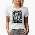 thumbnail image 1 of Check On Your Friends Not Just Their Social Media Quote, Groovy Retro Wavy Text Merch Gift, White T-Shirt, Large, 1 of 5