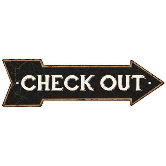 "Chico Creek Signs Black Right Arrow Vintage Metal Sign for Home or Garage, 5"" x 17"""