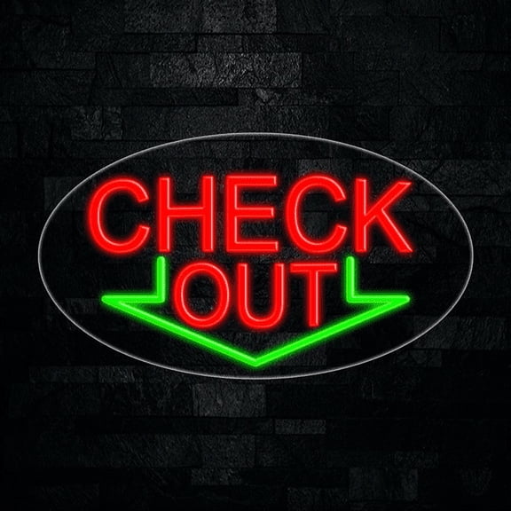 Check Out LED Neon Sign 28"L x 16"H #34175