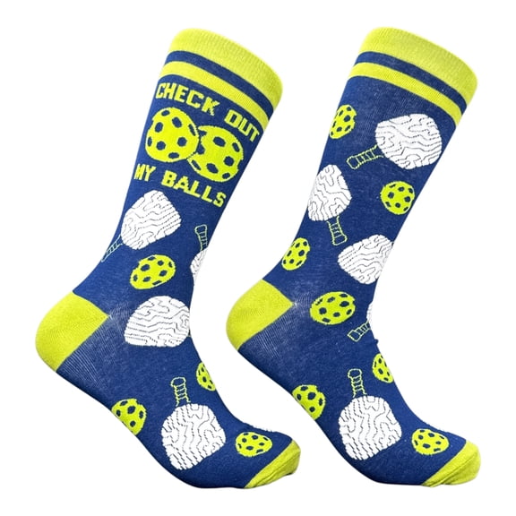 Check Out My Balls Socks Funny Sarcastic Pickleball Graphic Novelty Footwear For Men