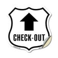 thumbnail image 1 of Check-Out Up (2 Pack) 6 inch X 6 inch Shield Shaped Heavy Duty 3.2 mil Vinyl Decals Weather Resistant Made in the USA, 1 of 5