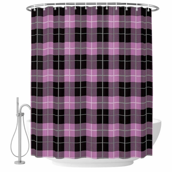 Check Plaid Fabric Shower Curtain Buffalo Plaid Washable Shower Curtains for Bathroom, Waterproof Bath Curtain with Hooks Home Decor 72x72in