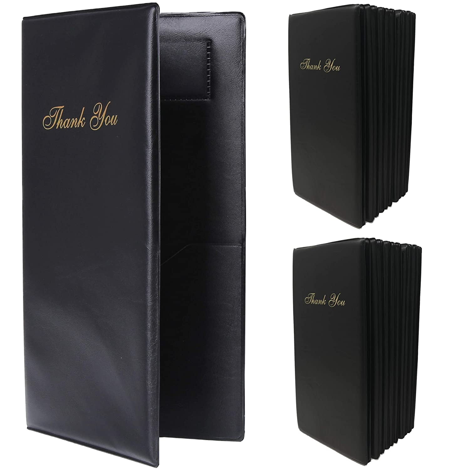Check Presenters for Restaurants ‚Äì 20 Pack Guest Check Card Holder- Black with Gold Thank You Imprint- Bill Book Restaurant Supplies 5.5‚Äô‚Äô x 10‚Äô‚Äô (20 Pack)