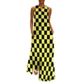 thumbnail image 1 of Check Print Dress Black and White Contrast Maxi Dress Aesthetic Casual Long Dresses Summer Sleeveless Custom Vestido Big Size, 1 of 7