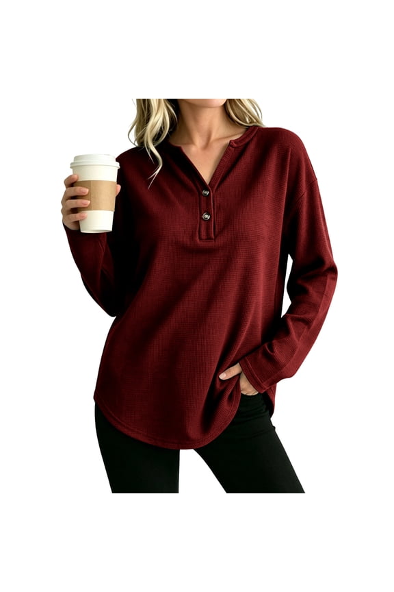Check Print Knit Button-Front Shirt Casual Loose Sizing Long Sleeve Blouse Breathable Stretch Tunic for Fall Layering Versatile Daily Wear Top