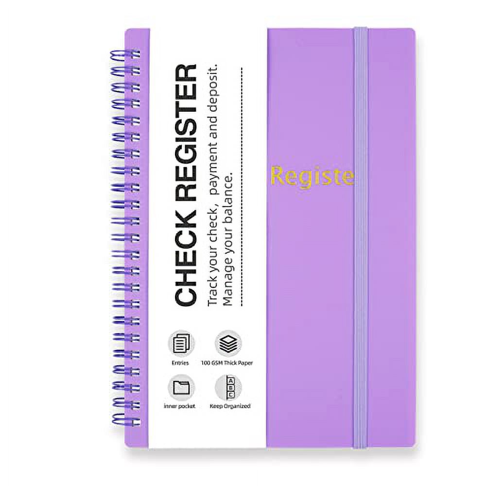 Check Registers for Personal Checkbook, Double Spiral Check Register Book, Budget Planner with