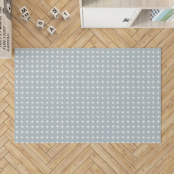 Check Slate Blue Kids Play Mat