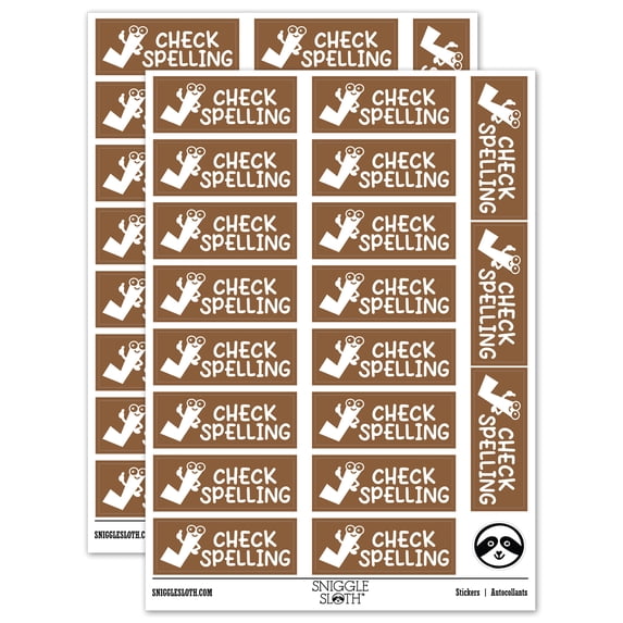 Check Spelling Teacher Student School Sticker Set - Brown - Gloss ...