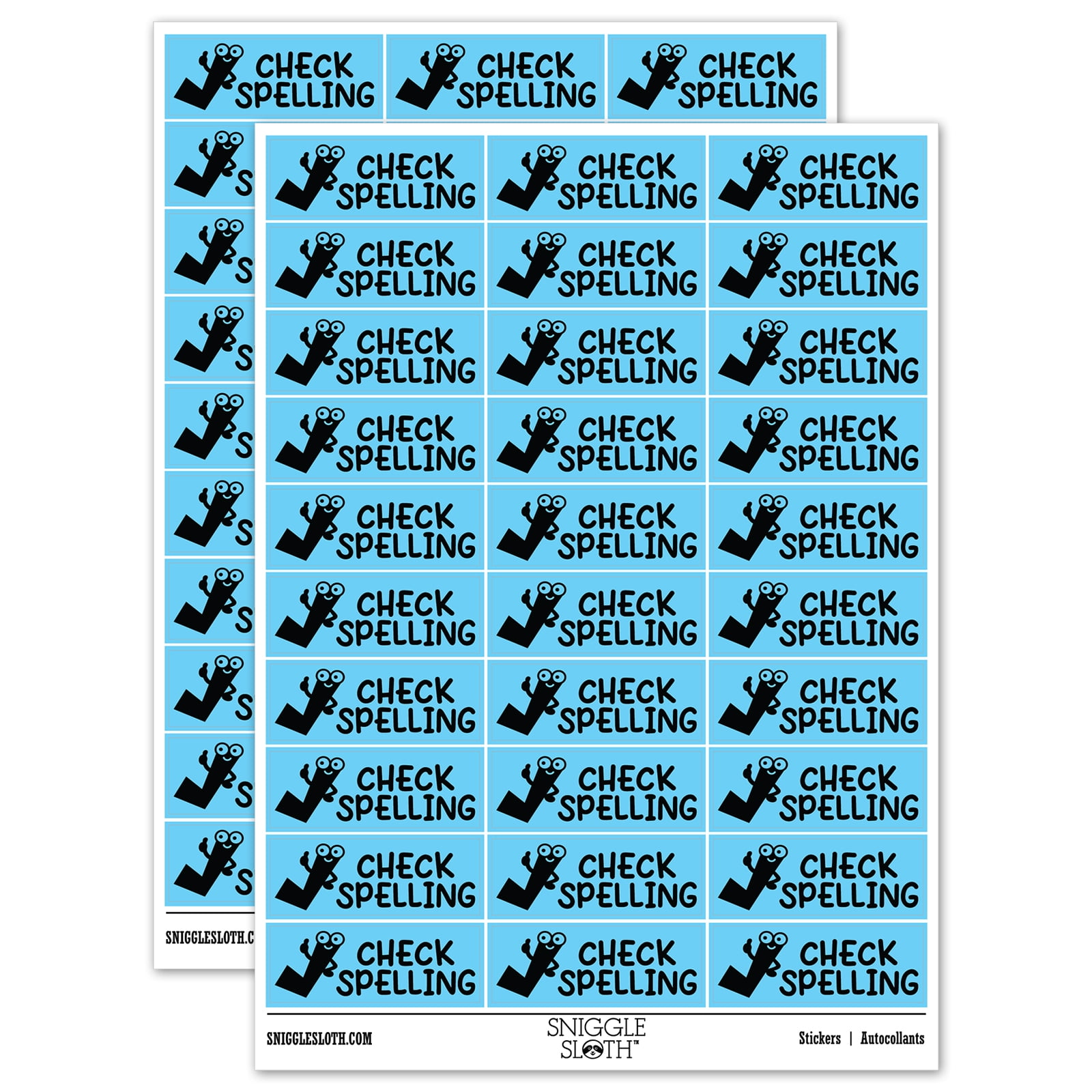 Check Spelling Teacher Student School Sticker Set - Light Blue - Matte ...