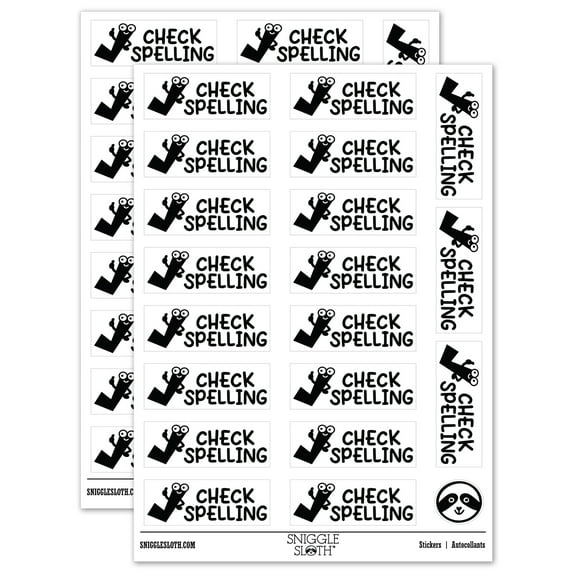 Check Spelling Teacher Student School Sticker Set - White - Matte Finish - 2.00" Large