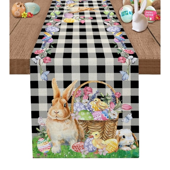 Check Table Runner Classic Farmhouse Tabletop Waterproof Table Runner for Kitchen Dining Banquet Wedding HolidayOutdoor Use