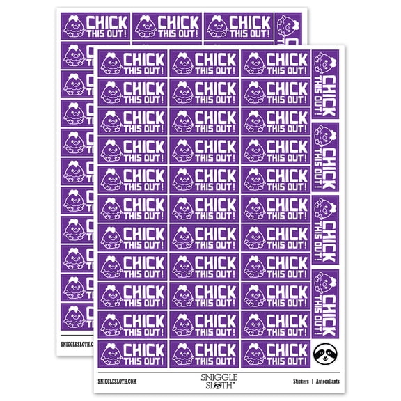 Check This Out Baby Chicken Teacher Student School Sticker Set - Purple - Gloss Finish - 1.5" Small