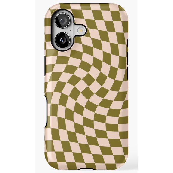 Check VI Green Moss Twist Checkered Pattern Phone Case for iPhone 17 16 15 14 13 12 11 Pro Max