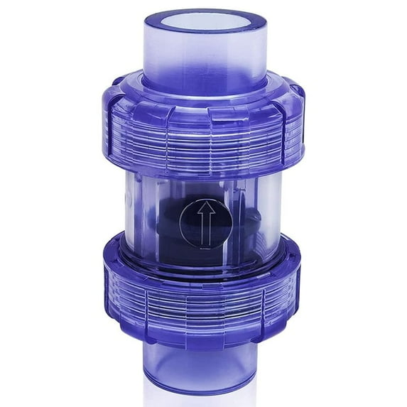 Check Valve 3/4 Inch True Union Transparent Blue UPVC Pipeline One-Way