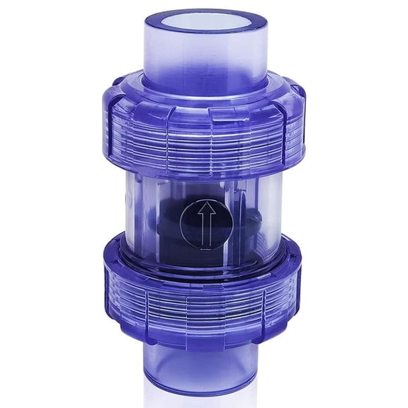 Check Valve 3/4 Inch True Union Transparent Blue UPVC Pipeline One-Way