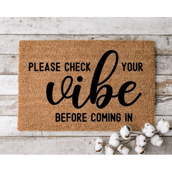 Check Your Vibe Before Coming in | Custom Welcome Mat | Cheerful Gift | Personalized Doormat | Housewarming Gift | Grandma and Grandpa Gift Decoration Floor Front Door Mat, 24 x 16 Inch
